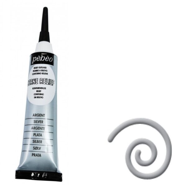 Kontury černé relief 20 ml stříbrná