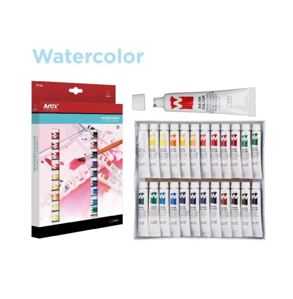 Sada akvarelových barev v tubách Artix paints (24 x 12ml) watercolour acguerelli Main Papel, S.L
