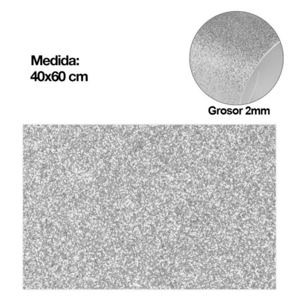 Pěnová guma EVA - stříbrná glitter