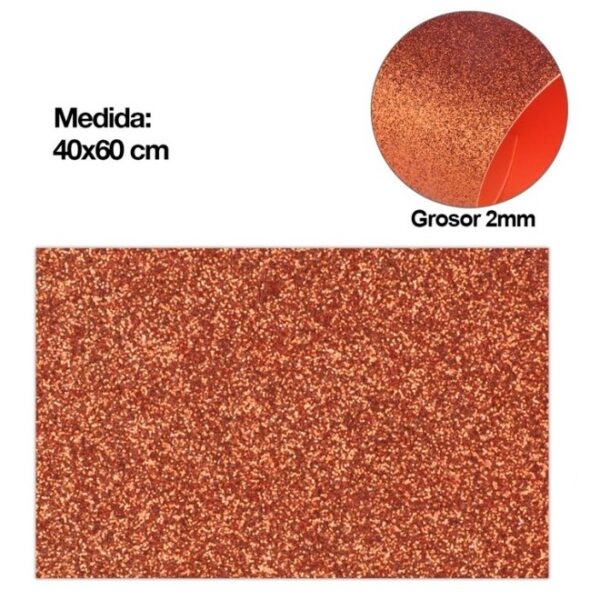 Pěnová guma EVA -  glitter měděná