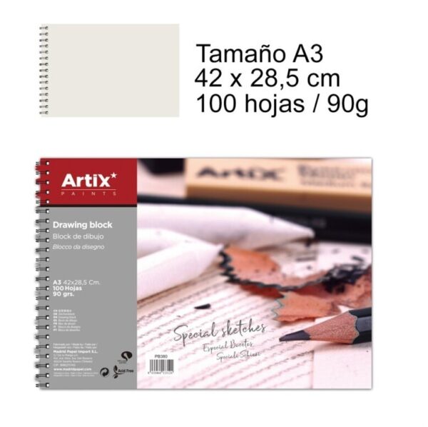 Drawing block  90 g / 100 listů A3 suché techniky