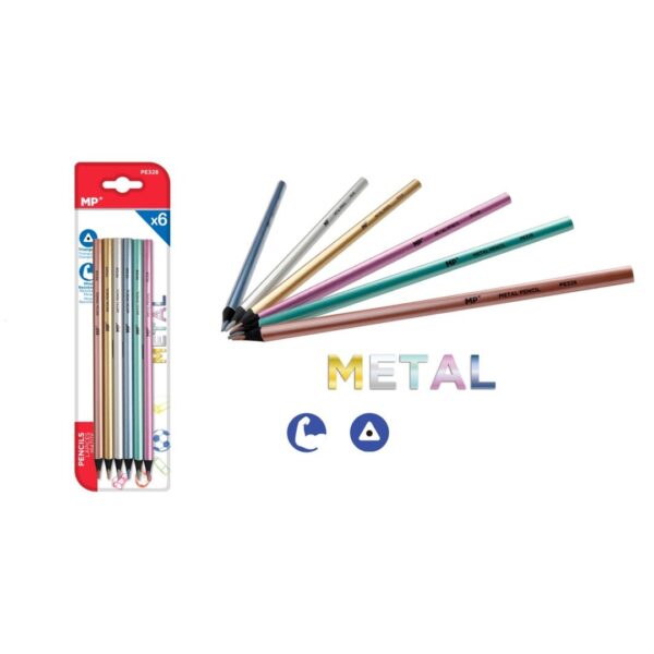 Trojhranné metal pastelky 6ks sada