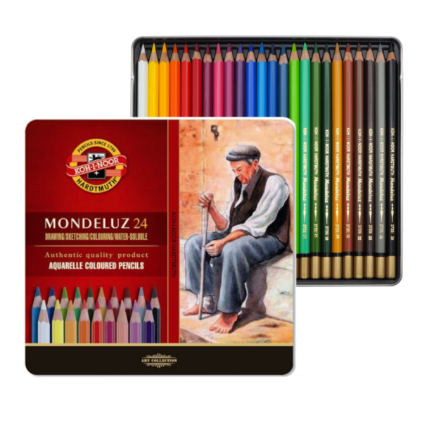 Akvarelové pastelky Mondeluz 24 KOH-I-NOR v plechové kazetě