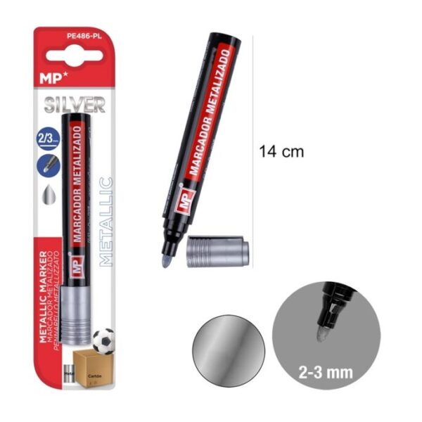 Metalický marker silver 2/3 mm