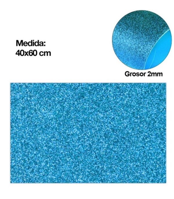 Pěnová guma EVA - glitter modrá azurová