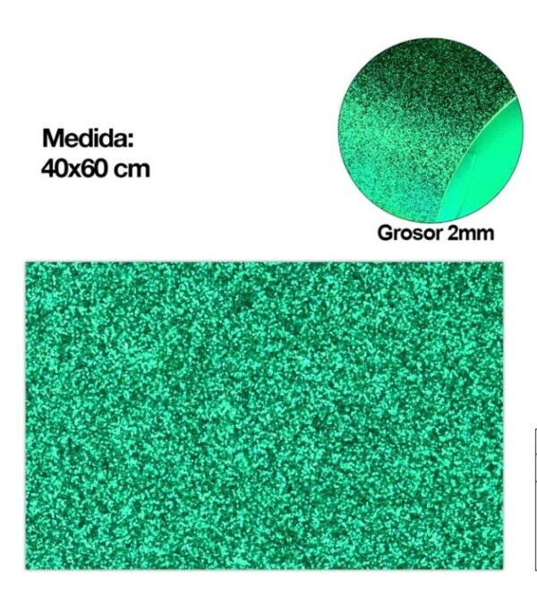 Pěnová guma EVA - glitter zelená tmavá