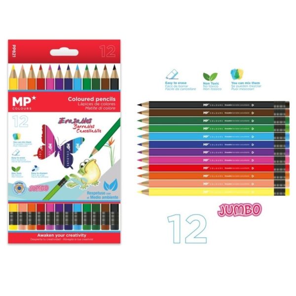 Dětské pastelky s gumou MP 12 ks