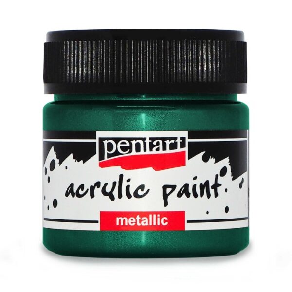 Akrylová metalická barva - břečťanově zelená 50 ml. Pentart