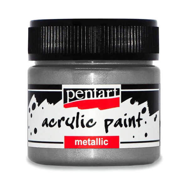 Akrylová metalická barva - stříbrná 50 ml. Pentart