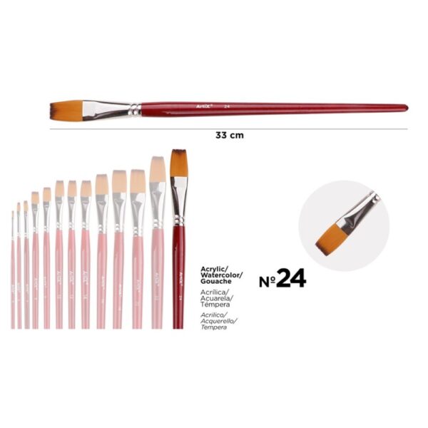 Štětec plochý velikost 24 dlouhá rukojeť - Artix