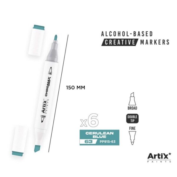 Alkoholový marker Artix Chromax Cerulean Blue 63