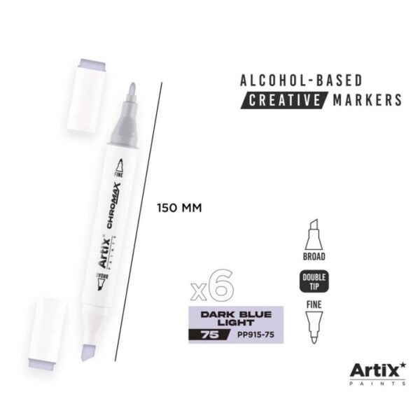 Alkoholový marker Artix Chromax Dark Blue Light 75
