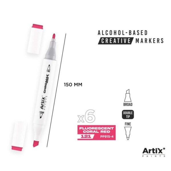 Alkoholový marker Artix Chromax Fluorescent Coral Red 121