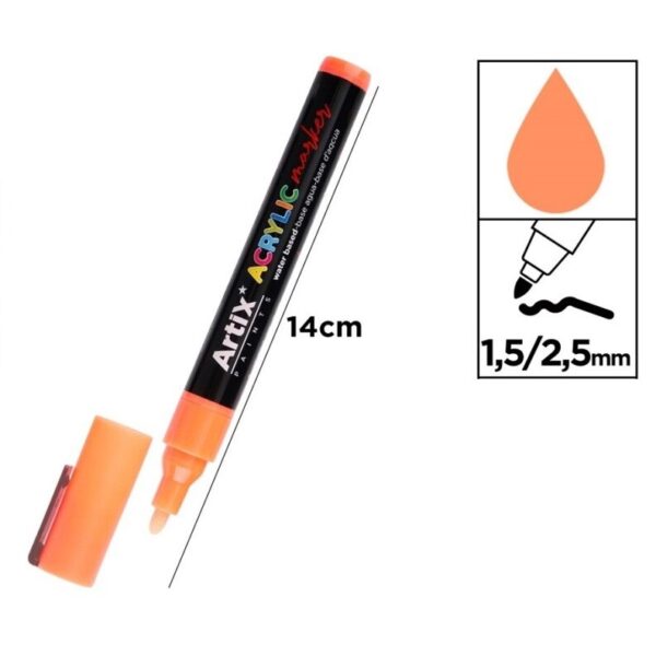 Acrylic marker 1,5 - 2,5 mm zářivě oranžová