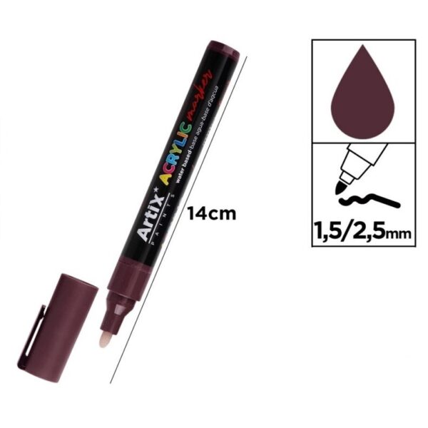 Acrylic marker 1,5 - 2,5 mm hnědo-červená