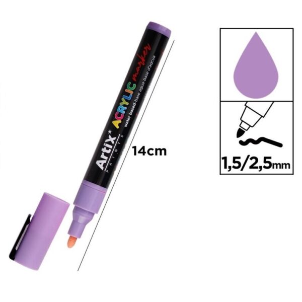 Acrylic marker 1,5 - 2,5 mm levandulově fialová
