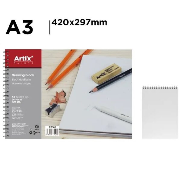 Drawing block  160 g / 24 listů A3 suché techniky