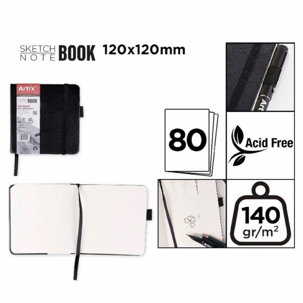 Sketch note book Artix  12x12cm