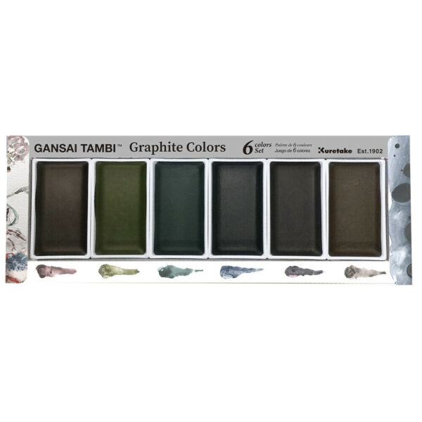 Akvarelové barvy Graphite Colors Gansai Tambi 6 color set - Kuretake - grafitové odstíny 6 ks
